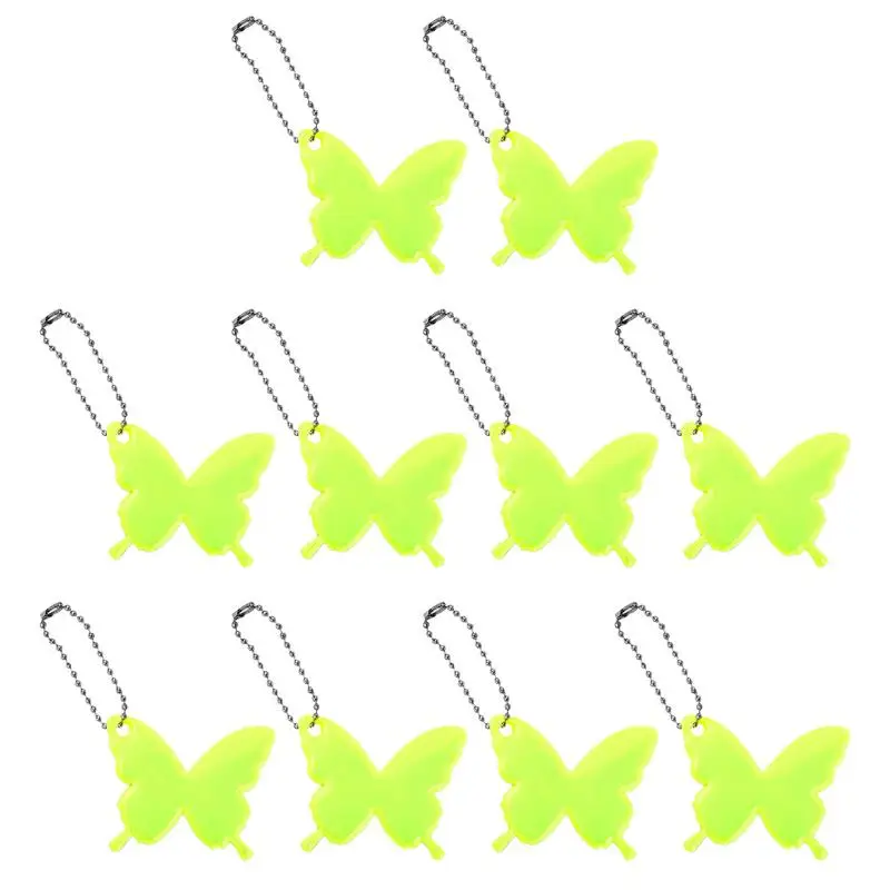 10Pcs Reflective Keychain Gear PVC Reflective Pendant for Bags Strip Child Safety Reflectors Keyrings Night Safety Accessories