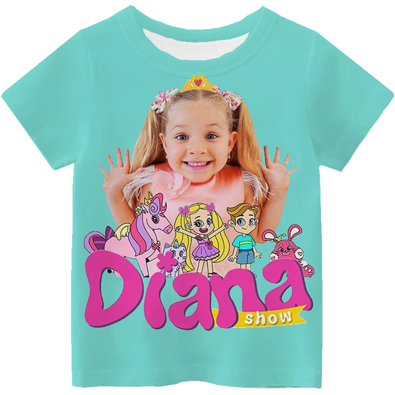 Diana Show Pattern T Shirt Kawaii Girls Summer Short Sleeve Top Children Clothing Diana 3D Print T-Shirt Kids Clothes 2-14 Years