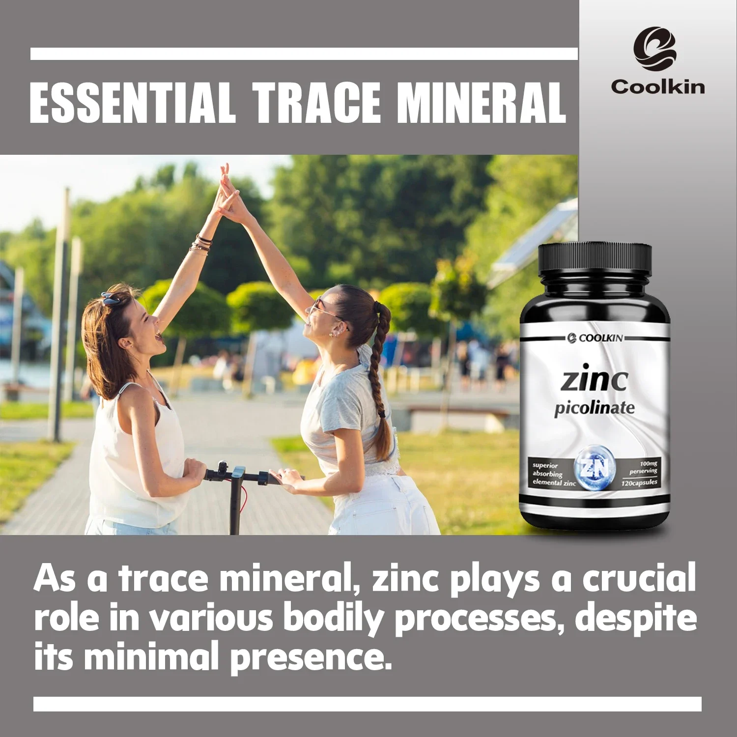 Zinc - Supports Healthy Skin and Immune System, Boosts Vitality and Promotes Energy Production