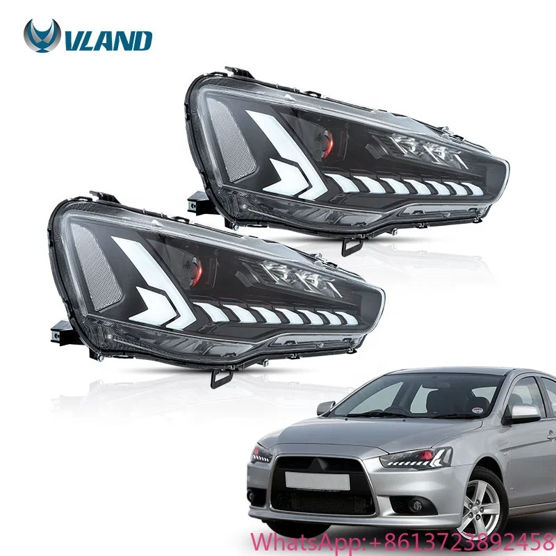 

VLAND LED Headlight Head Lamp Sequentail Demon Eyes 2008-2017 for Galant/Lancer EVO X Head Lights