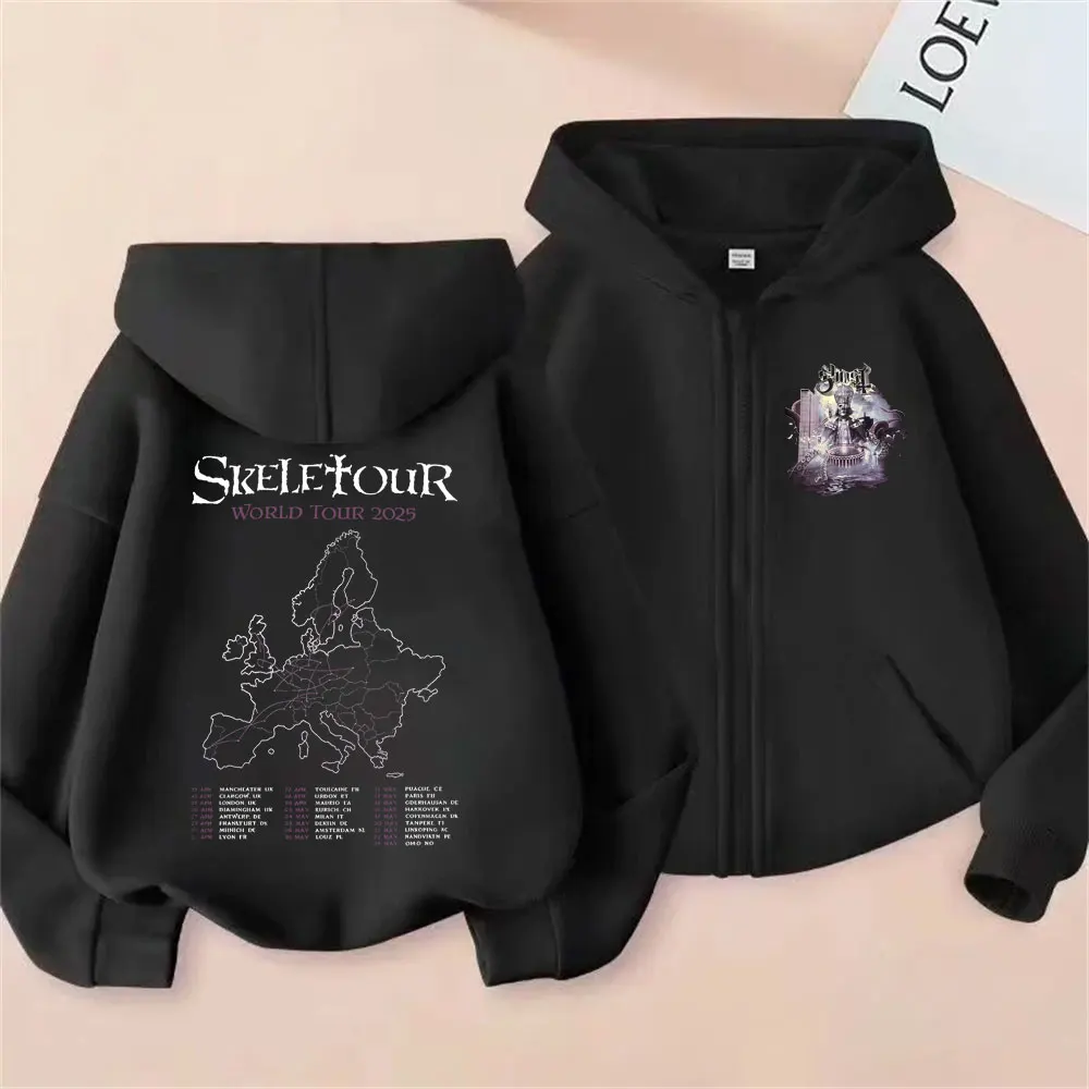 

Ghost Band Skeleton Graphic Zipper Hoodie Men Women Rock Oversized Zip Up Jacket Coat Male 90s Classic Gothic Punk Metal Hoodies