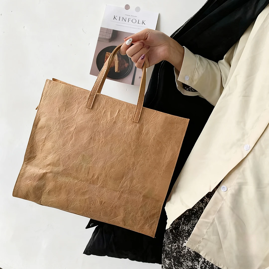 Sac fourre-tout femme sac à bandoulière léger pour femmes sac à main de trajet étanche papier Kraft sacs à bandoulière Vintage sac à provisions