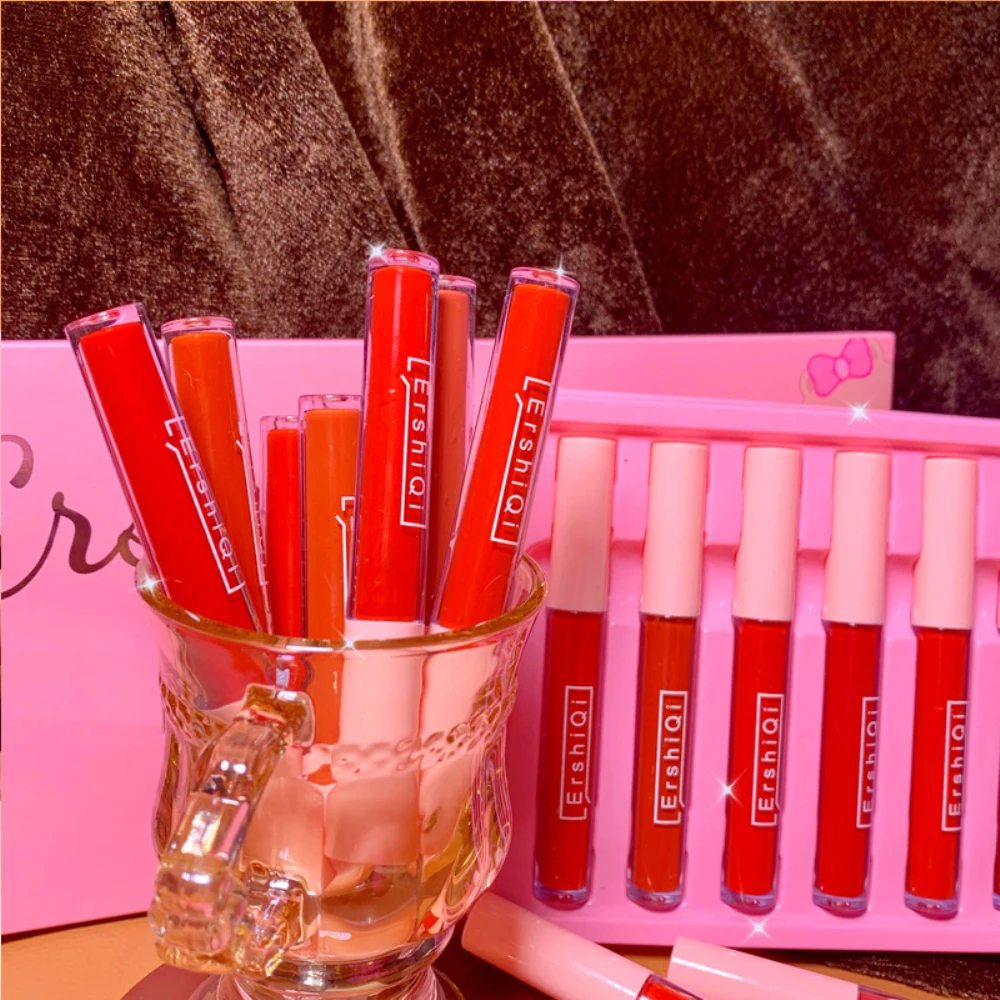 Lot Creative Cigarette Lipstick Set Long Lasting Waterproof Non-Stick Cup Matte Lip Glaze Red Lips Makeup NEW