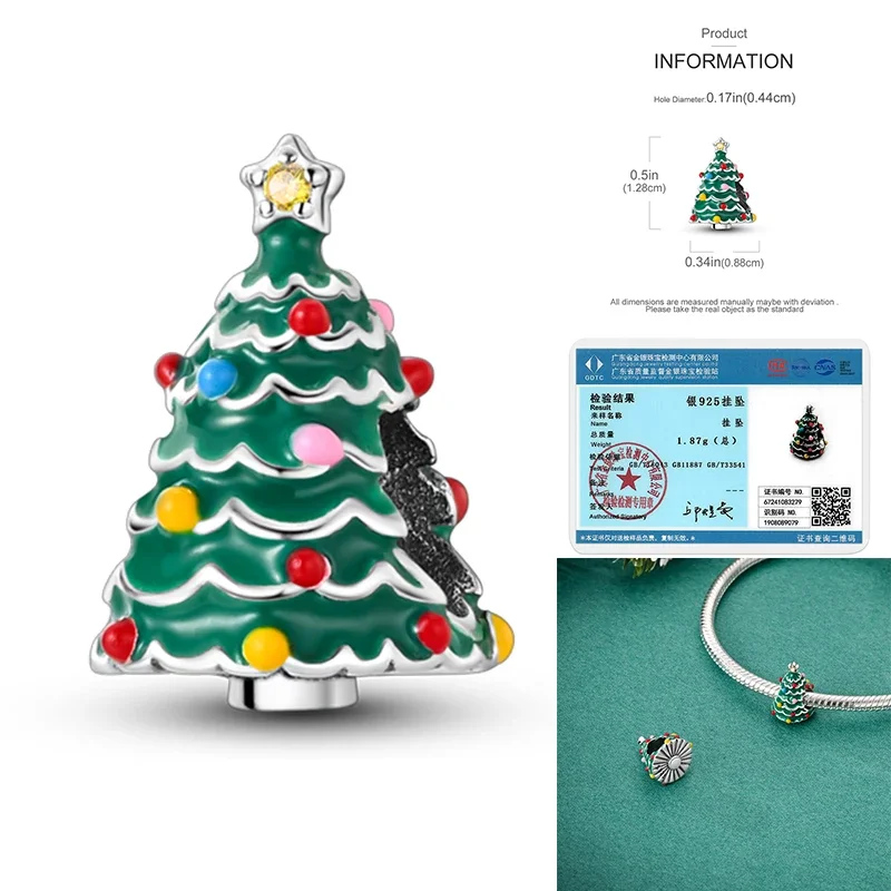 925 Sterling Silver Snowman Beads Christmas Bell Charms fit Pandora Women Bracelet DIY Accessories Christmas Gift Fine Jewelry