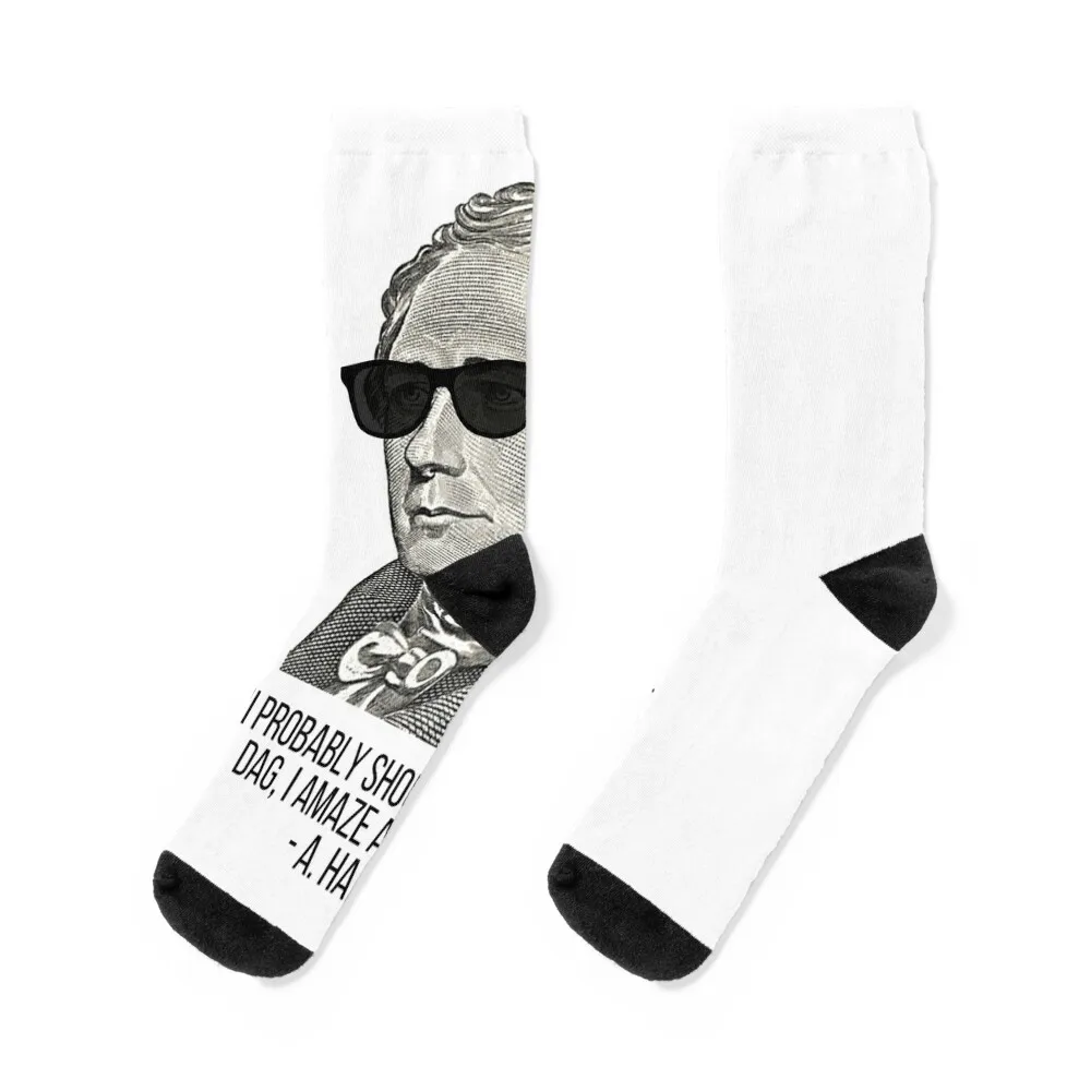 

Alexander Hamilton in sunglasses Quote Socks cool christmas gifts cartoon hiking Boy Child Socks Women's