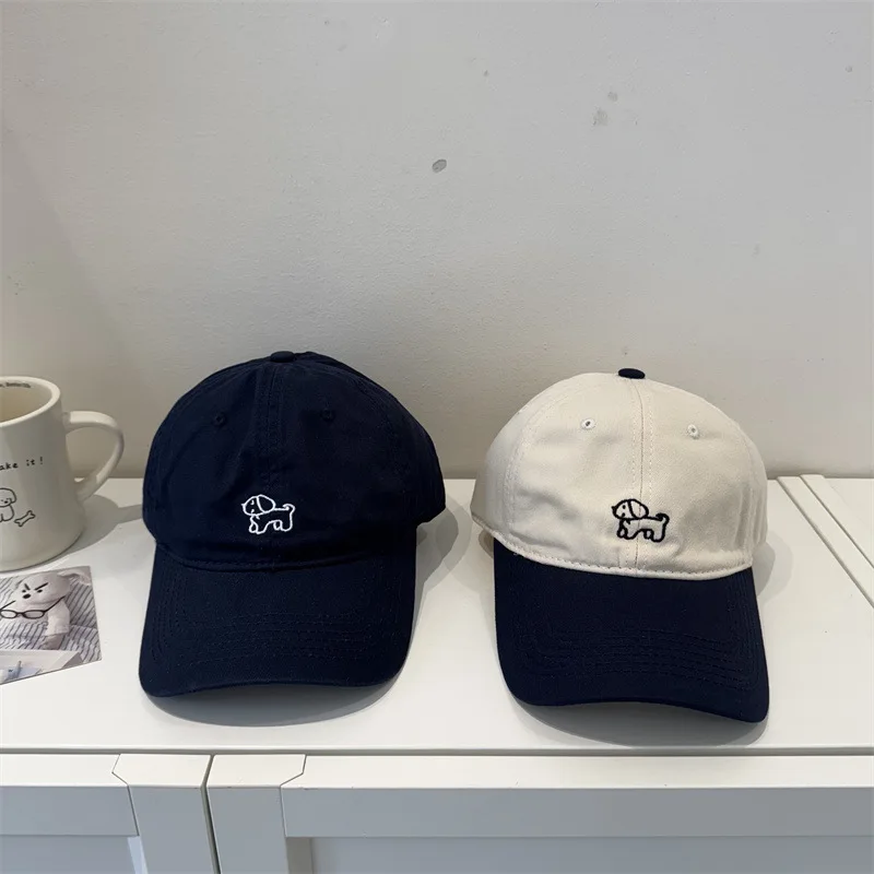

Cute Dog Embroidered Baseball Cap Spring Summer Japanese Adjustable Washable Cotton Baseball Cap Casual Outdoor Sports Sun Hat