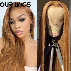 Long Ginger Blonde Straight Lace Wigs for Women Glueless Synthetic Lace Wig Natural Hairline with Baby Hair Heat Resistant Wigs