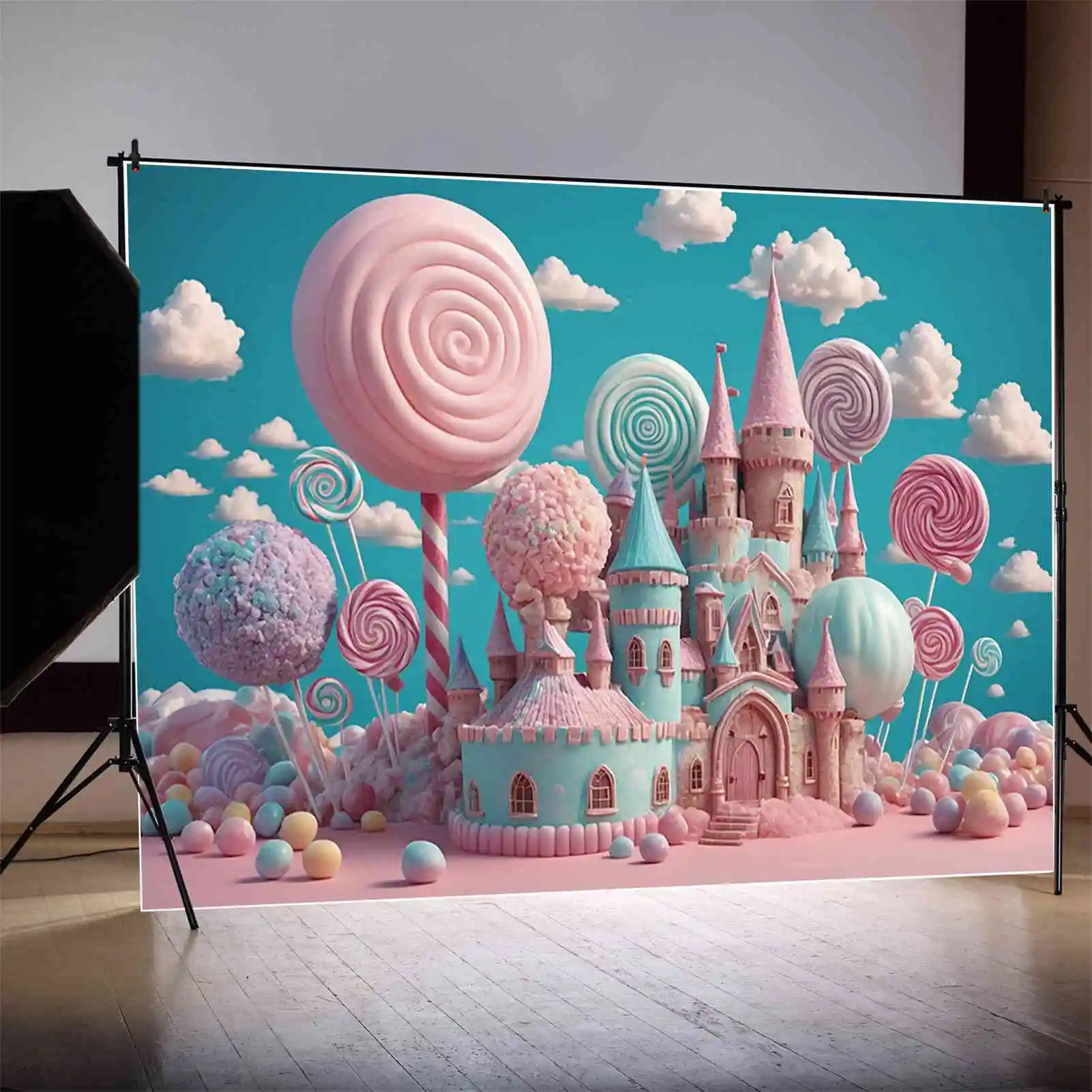 MOON.QG Candyland Candy Bar Lollipop Castle خلفية الطفل حفلة عيد ميلاد الديكور خلفية الأطفال التصوير الفوتوغرافي اطلاق النار