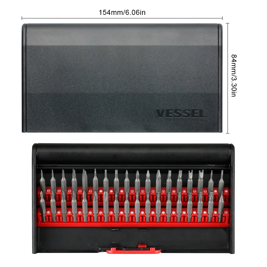 VESSEL 9836 Precision Screwdriver Set 36Pcs for Camera Watch Glasses Repair Tool Replaceable Screwdriver Bit Mini Screwdriver