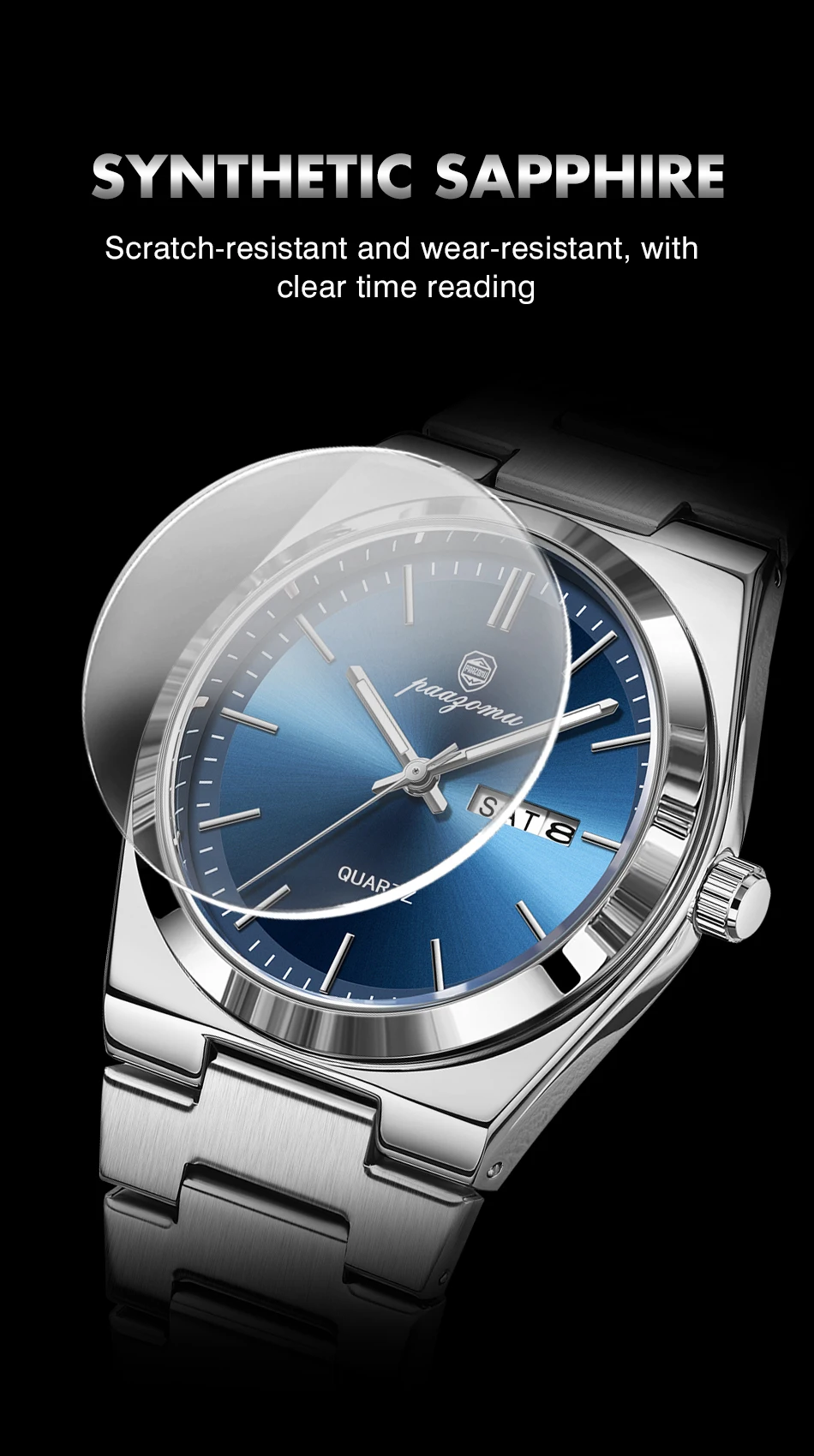 PAAZOMU Ultradünne Quarzuhr für Herren und Damen, minimalistischer Stil, wasserdicht, leuchtende Armbanduhr, bequemer Riemen, tägliches Bürogeschenk – Detail 13