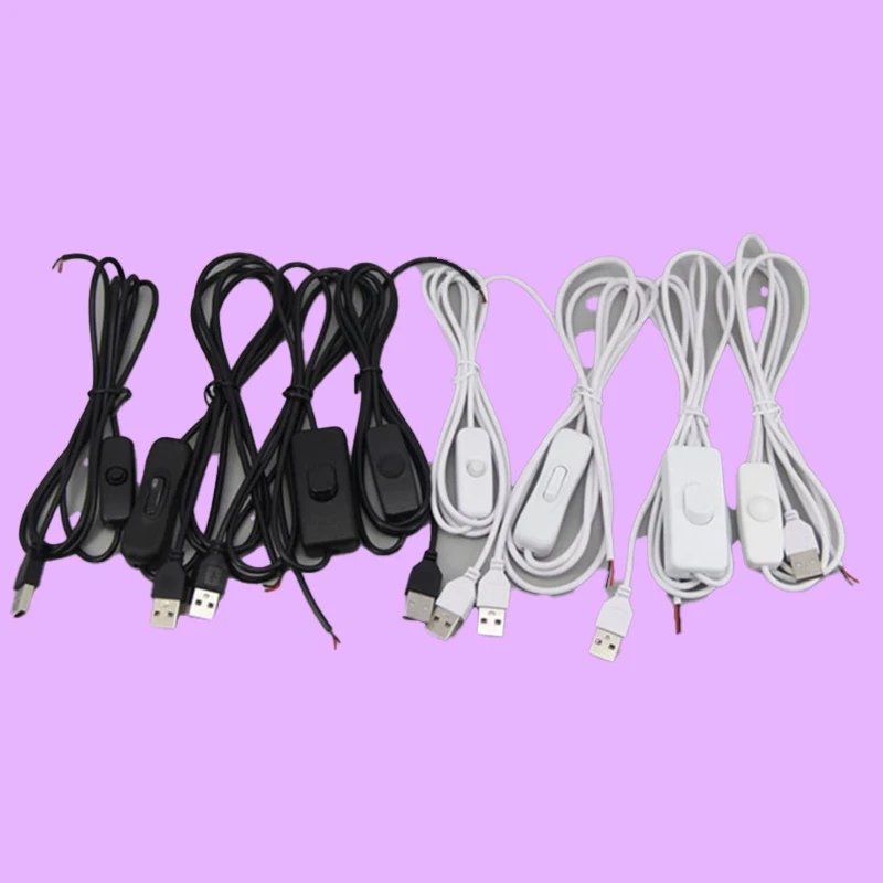2Pin white black DC 5V USB diy Male Power supply Cable 501 304 on/off Switch wire Charging extension dimmer Cord for strip fan P