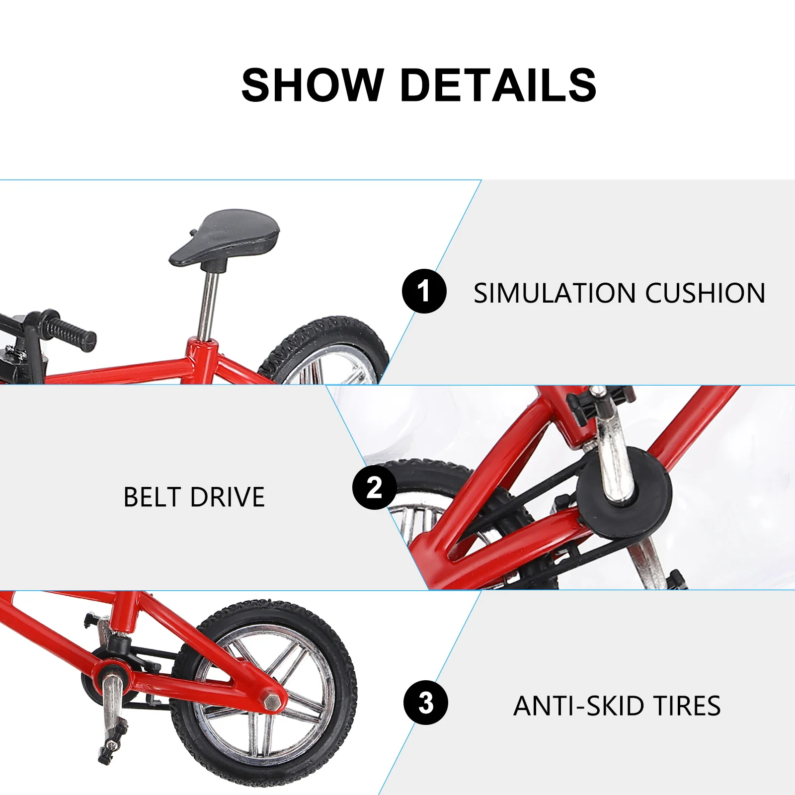 

Aluminum Alloy Finger Bike Mini Desktop Bicycle Toy Moveable Wheels Pedals Hand-Bar Wear-Resistant Fine