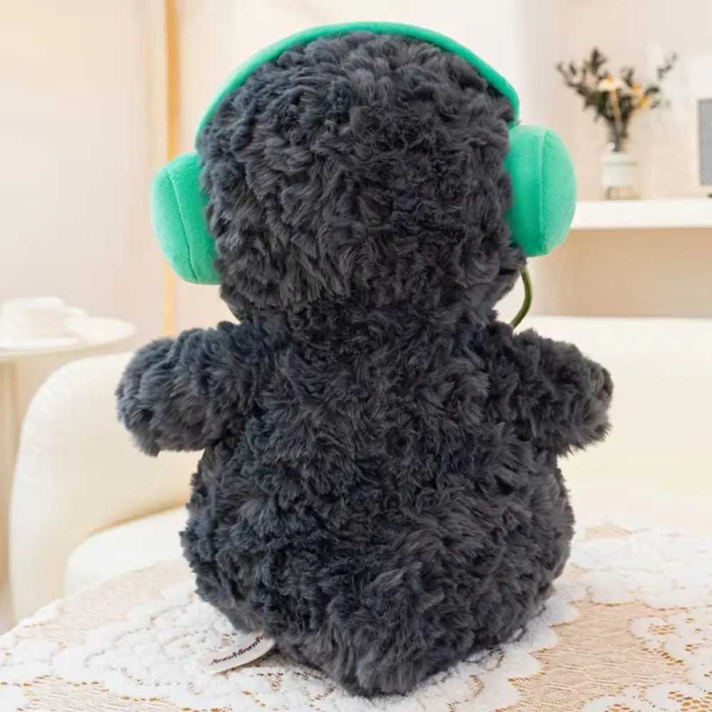 

PP Cotton Headphone Penguin Interactive Fluffy Penguin Stuffed Animals Soft Comfortable Wearing Headphones Animal Home Decor