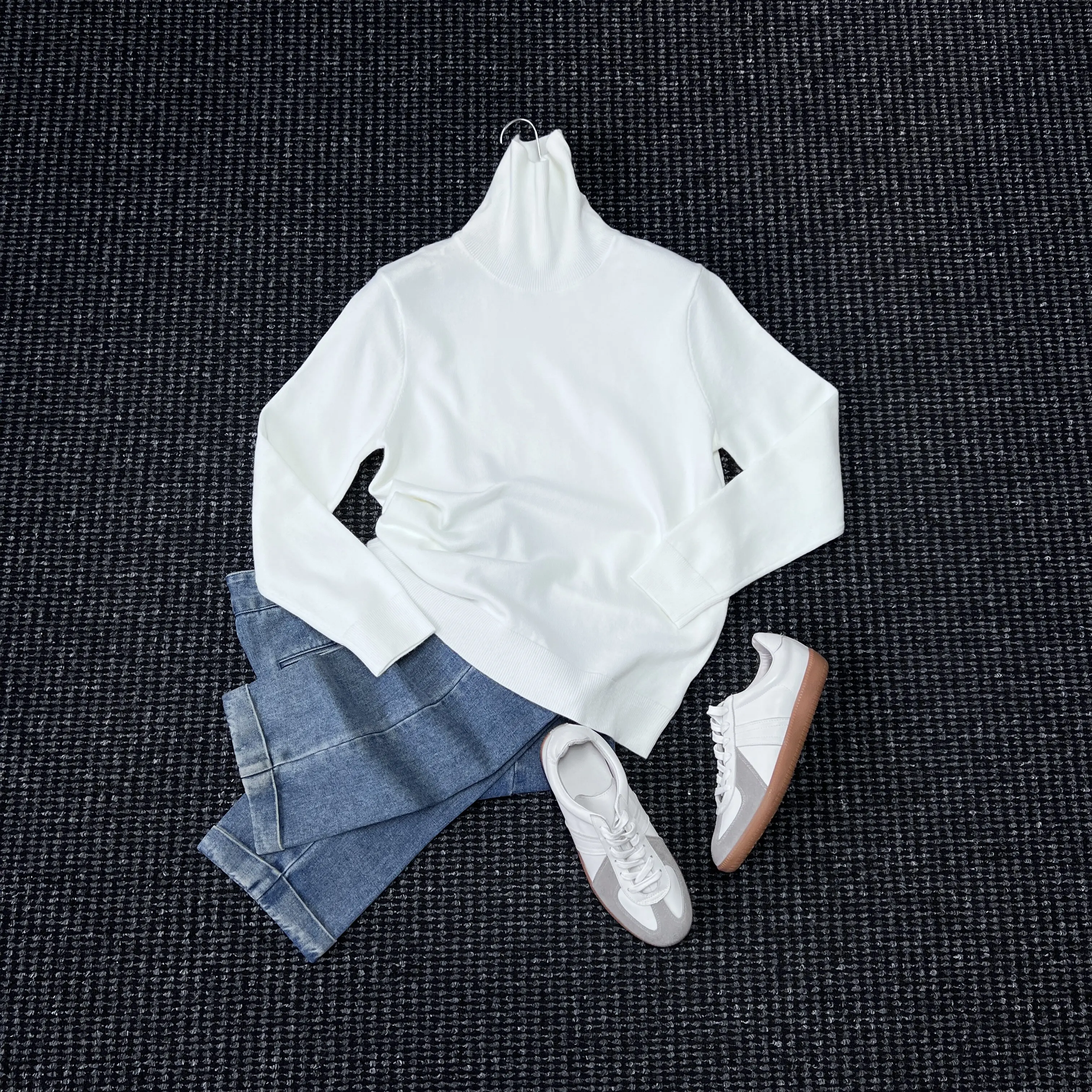 Machine washable wool blended turtleneck knitted bottoming sweater men's simple warm semi-turtleneck