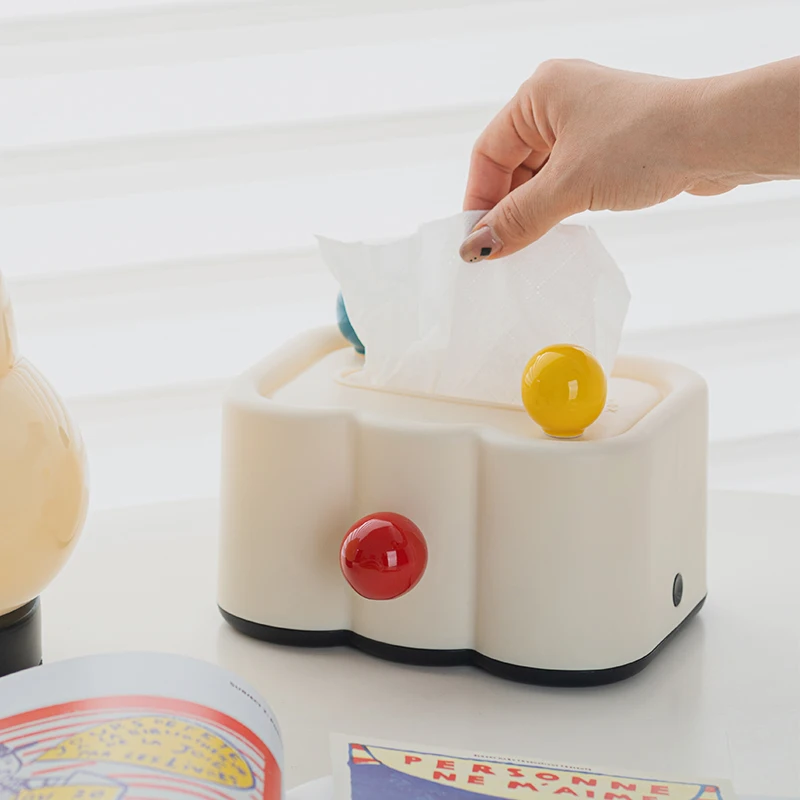 【EpeiusHome】 dopamine tissue box household desktop paper box color ceramic ball tissue storage box cute