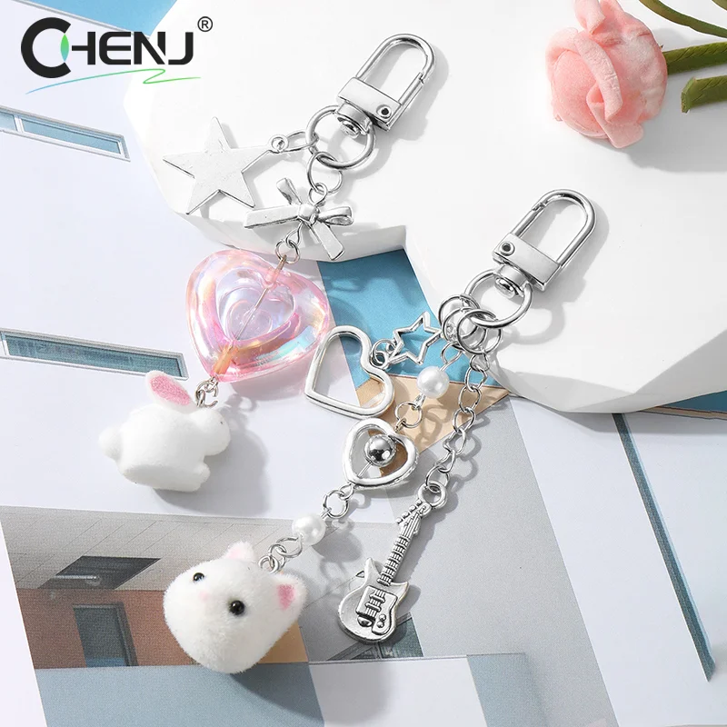 ประณีตน่ารักAll-Match Silver Starโทรศัพท์Charm Loveกระต่ายแมวจี้พวงกุญแจอุปกรณ์เสริม