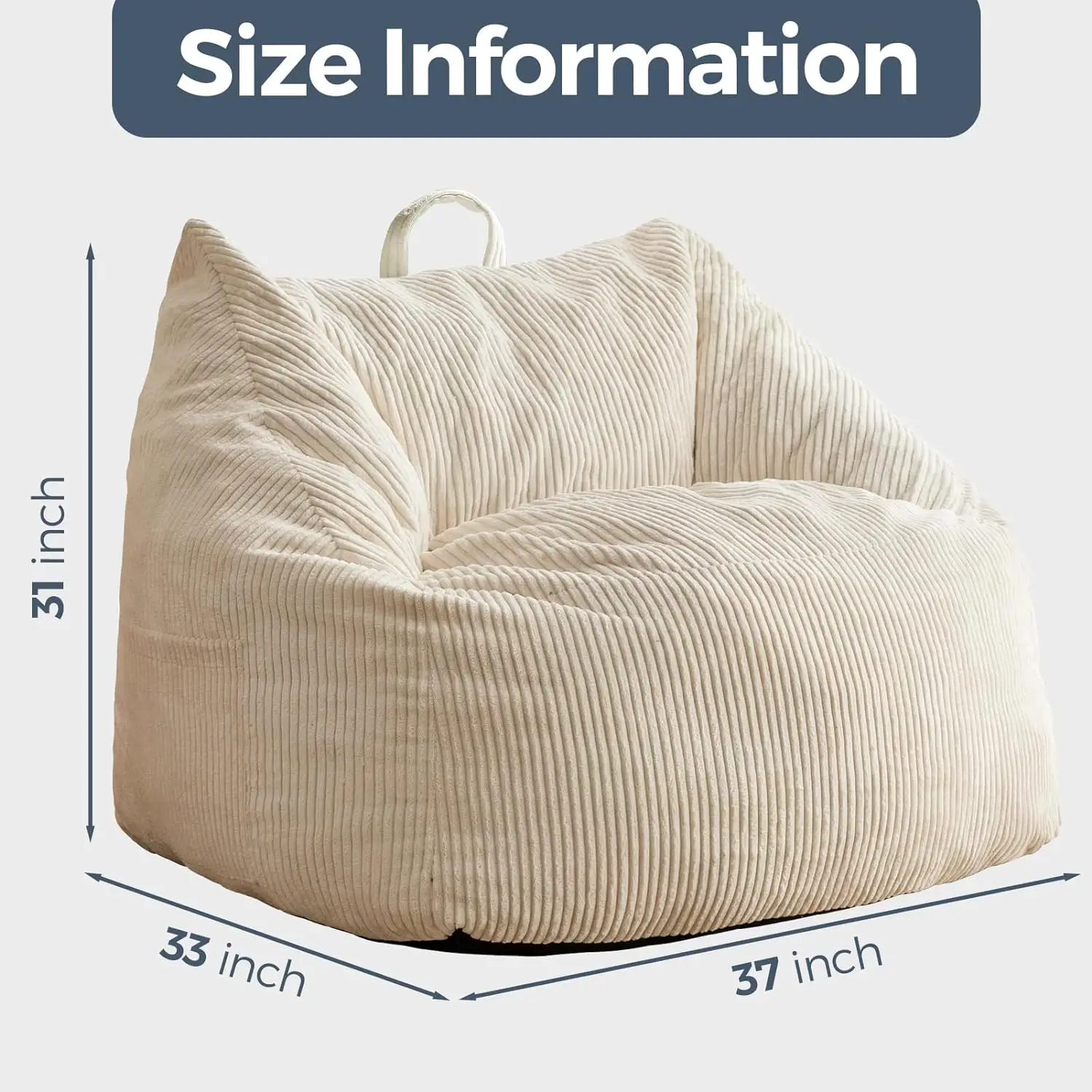 Comfort corner Bean Bag Chair, Floor Sofa with Handle, Bean Bag Chairs Teens Living Room Bean Bag, Accent Sofa Chair with Pocket