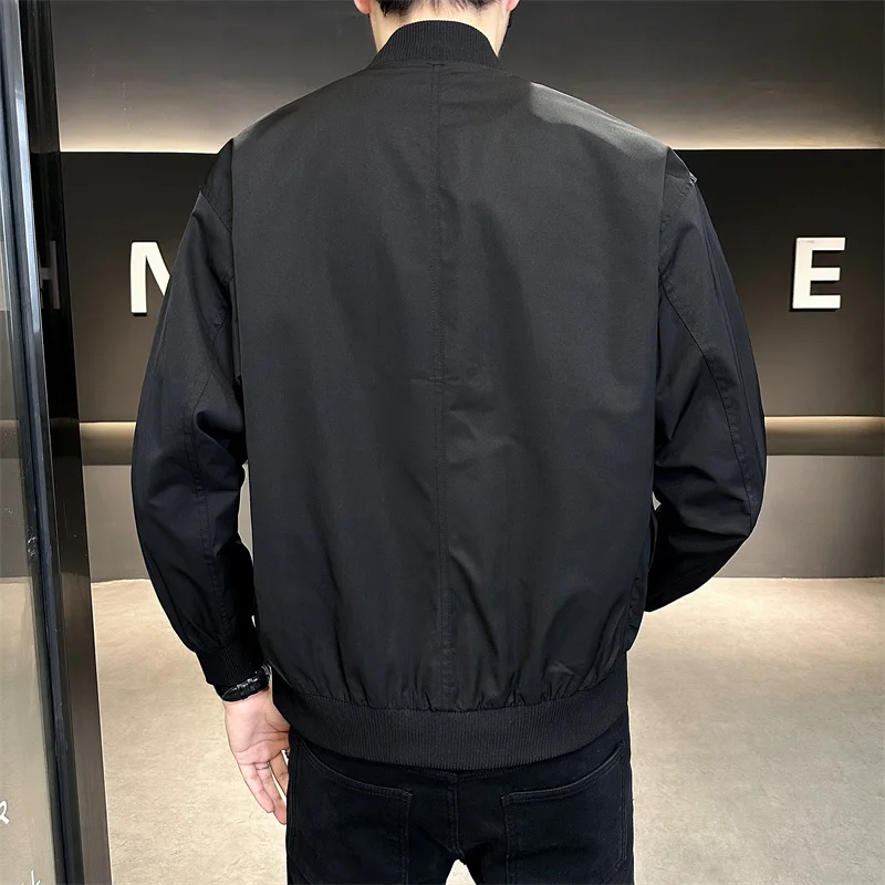 Autumn New Men's Bomber Jackets Korean Style Handsome Slim Fit Outerwear Black Khaki Windbreaker Casual Baseball Jacket Coat