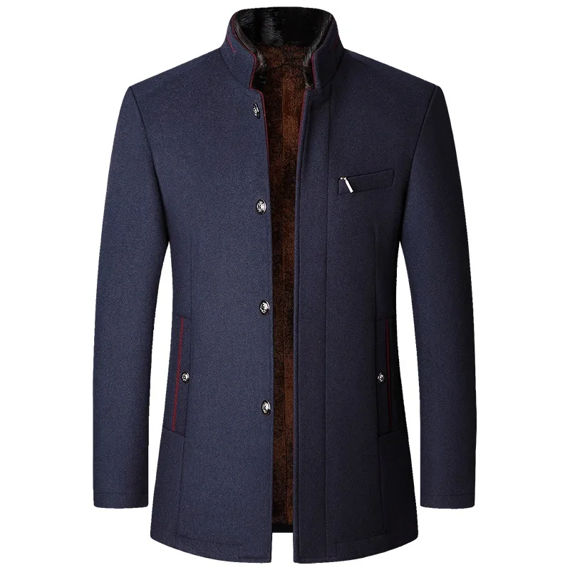 Men Woollen Trench Coats Cashmere Blazers Jackets Stand-up Collar Business Casual Suits Coats Male Winter Jackets and Coats 4