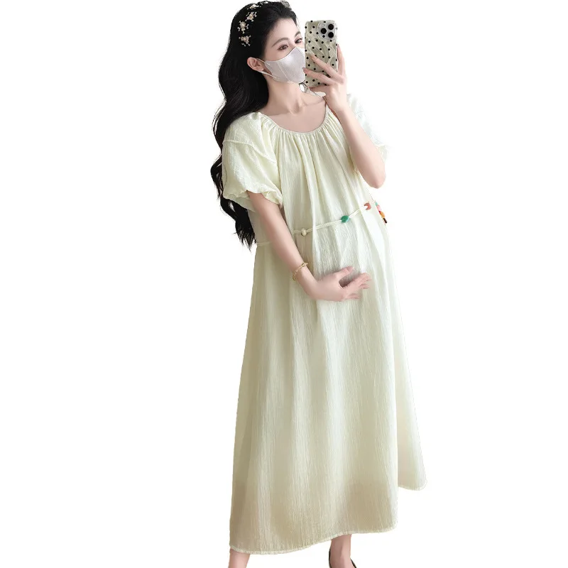 2025 출산 드레스 여름 단순 느슨한 슬리밍 프랑스어 다목적 출산 드레스