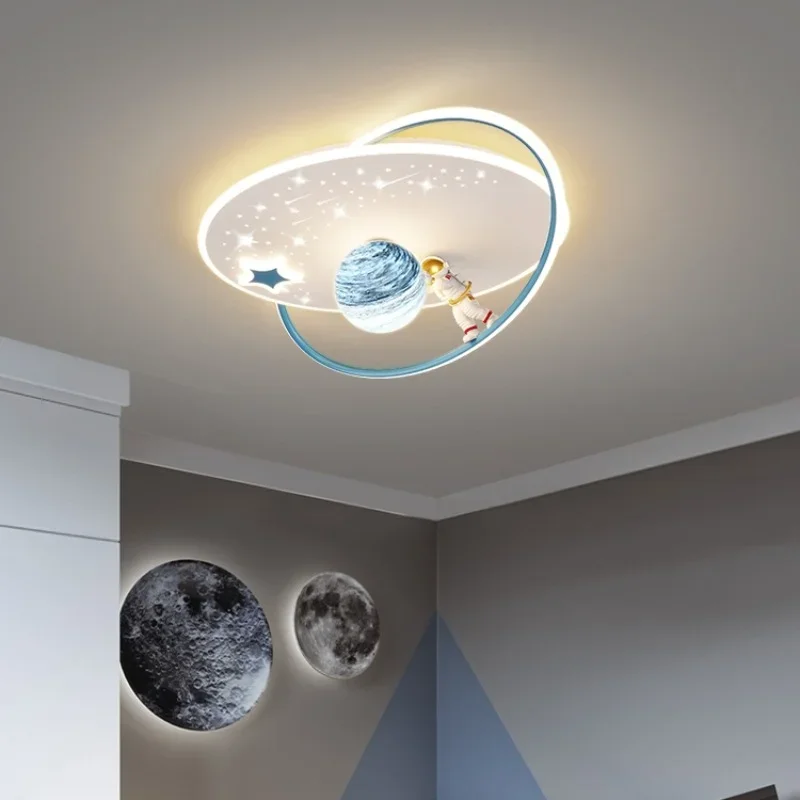 

Modern Astronaut Planet LED Chandelier Lamps for Nursery Children Room Boy Bedroom Study Kids Cartoon Moon Ceiling Pendant Light