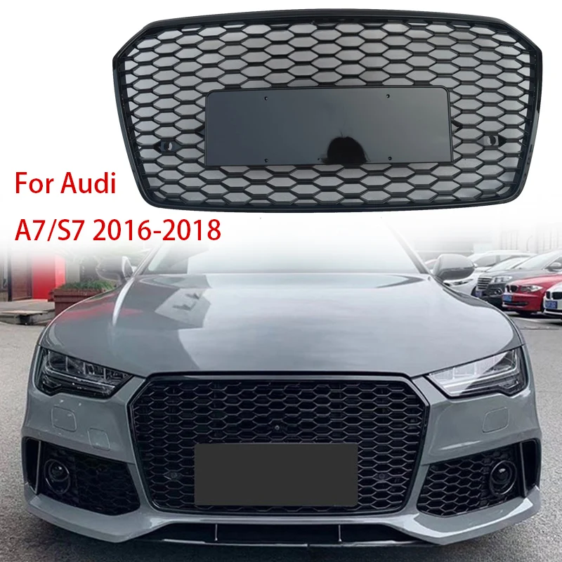 

Racing Grills For Audi A7 S7 Modified RS7 2016 2017 2018 Grill Honeycomb Hood Front Bumper Mesh Cover Plate Car Accessories