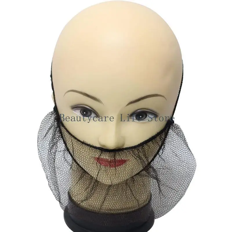 652C 100pcs Beard Net Disposable Nylon Beard Covers Protector with Elastic Bands