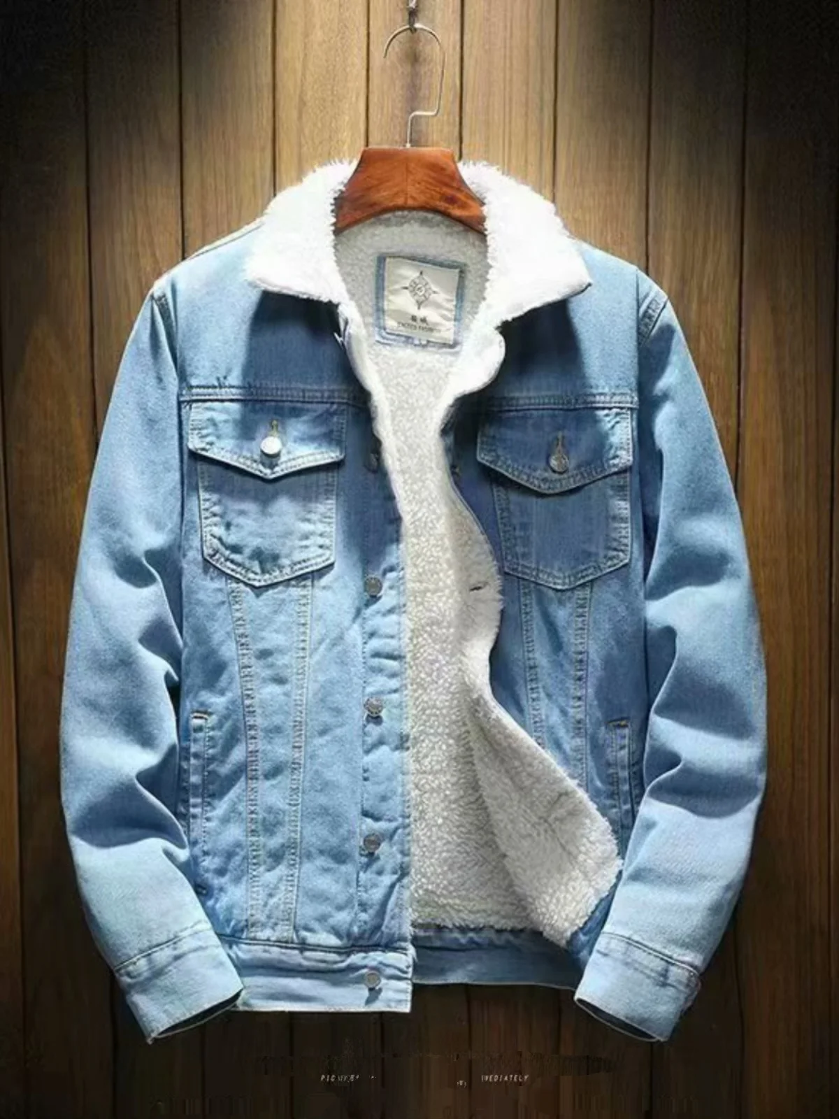 

Зимняя джинсовая куртка Thiened Fce для мужчин, модная городская удлиненная куртка с воротником-стойкой и карманами