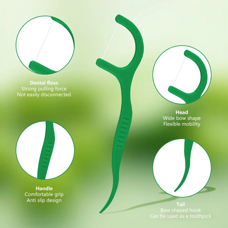 50 قطعة من عصا خيط تنظيف الأسنان بالنعناع المنزلية المحمولة للاستعمال مرة واحدة للعناية بالأسنان عصا خيط تنظيف عميق للعناية بالفم #4