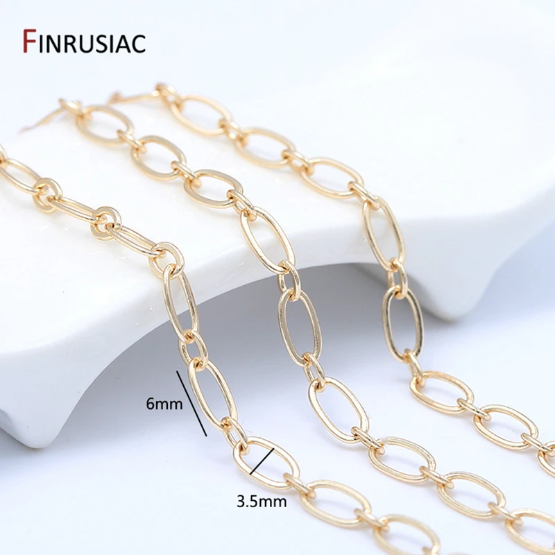 Jewellery Making Supplies Fashion Paperclip Link Chain For Jewelry Making 14K Gold Plated Brass Chains DIY Necklace Bracelets