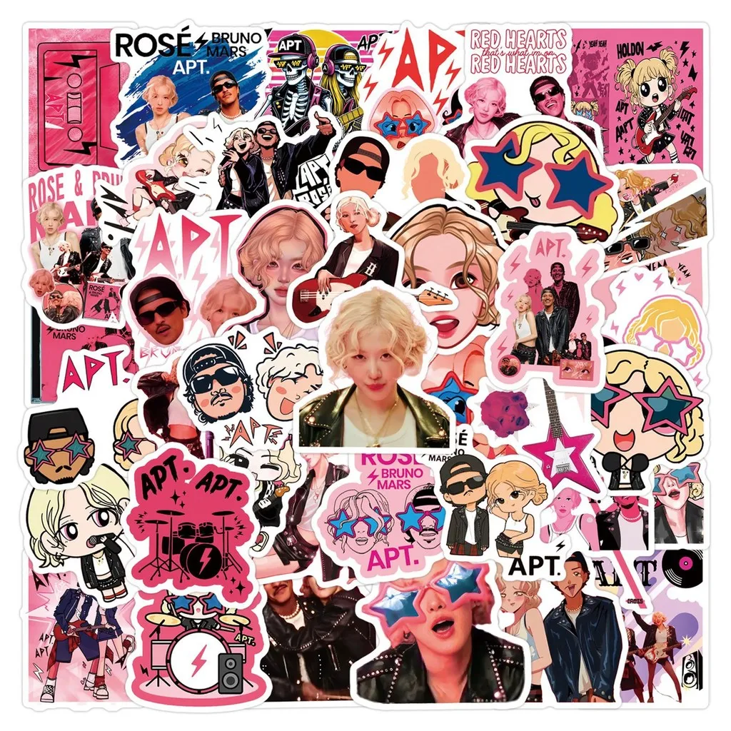 55 قطعة من ملصقات جرافيتي APT Song Rosé - ديكور DIY للدراجات البخارية وأجهزة الكمبيوتر المحمولة