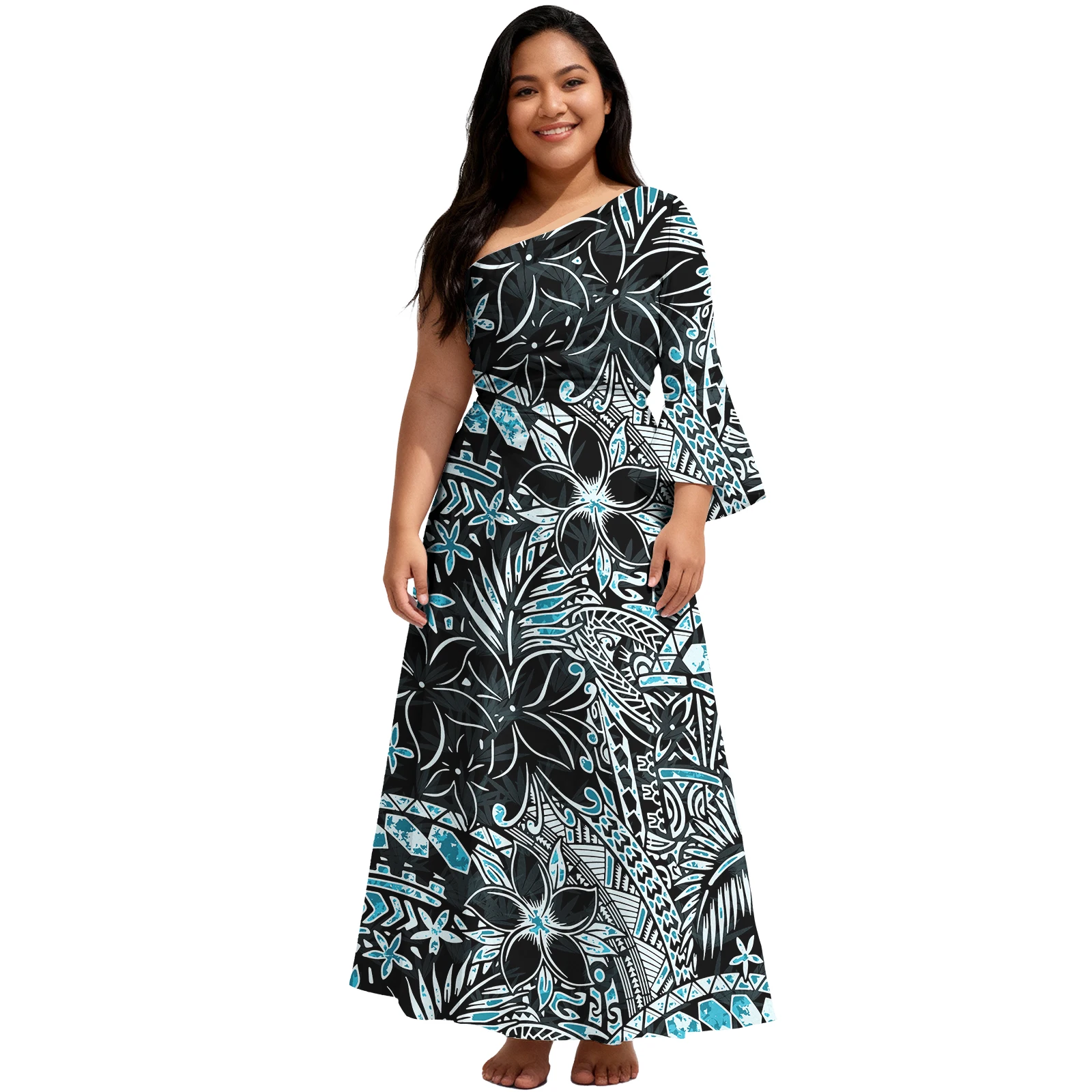 2026年プロムイブニング カスタムレディース服 サモア部族デザイン レディースドレス ハワイアン エレガント アロハドレス ポリネシア女性用ドレス