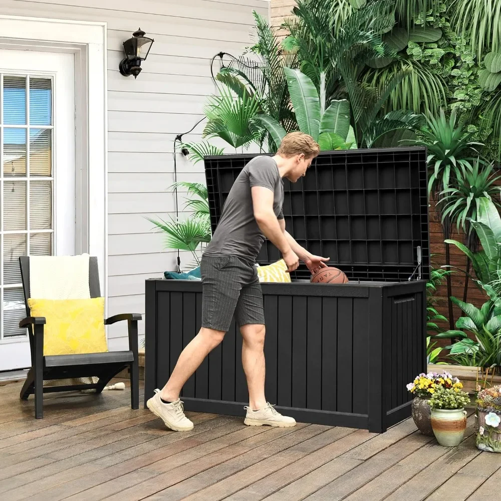 230 Gallon Large Outdoor Storage Deck Box for Patio Furniture, Garden Tools and Sports/Pools Equipment, Weather Resistant Resin