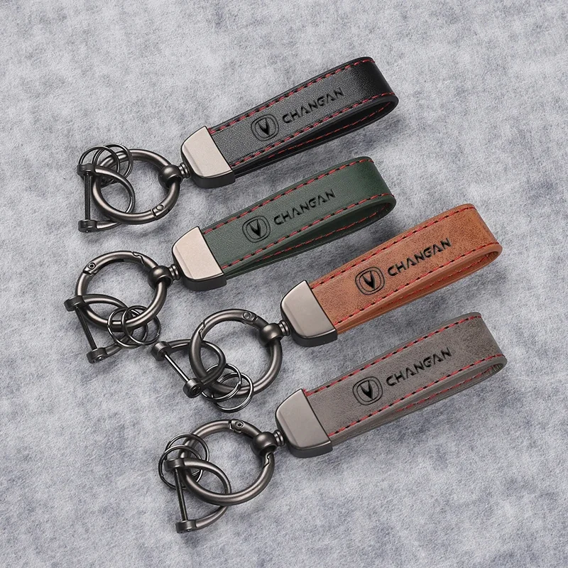 Luxury Leather Keychain Key Rings Car Accessories with logo For Changan CS35 Plus CS55 PLUS CS75 PLUS Eado UNI-T X5 X7 EV Car