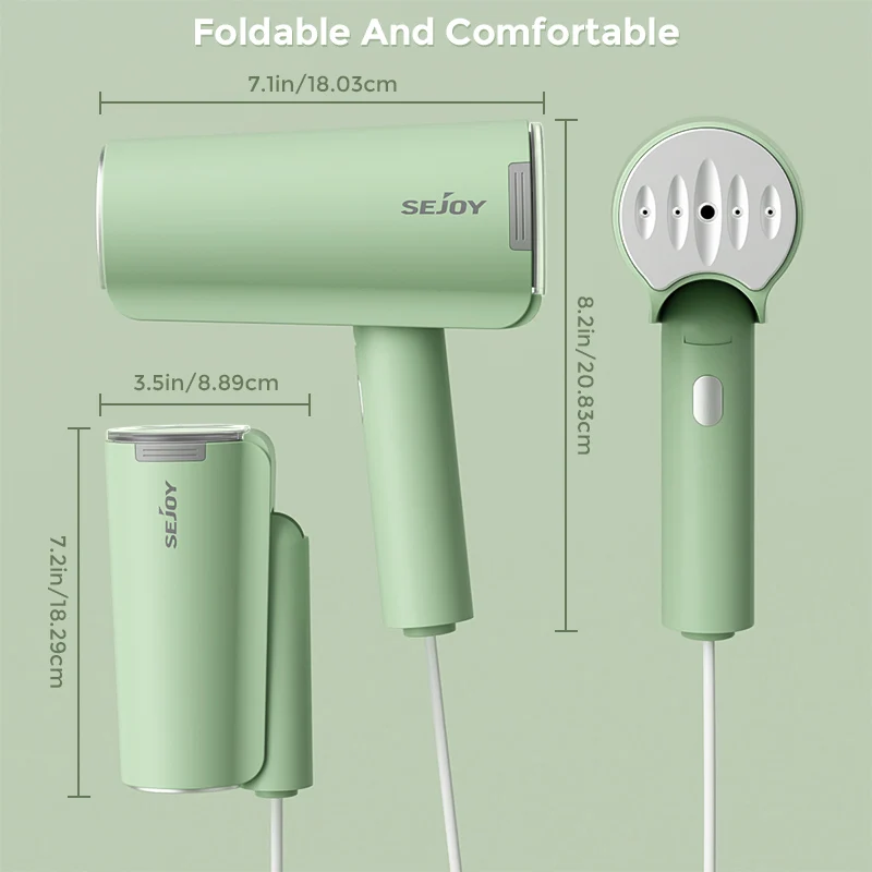 Sejoy مُبخّر ملابس محمول باليد 150 مللي باخرة قماشية محمولة سريعة الحرارة 1000 واط منظف مكواة البخار للمنزل والسفر 220 فولت/110 فولت #6