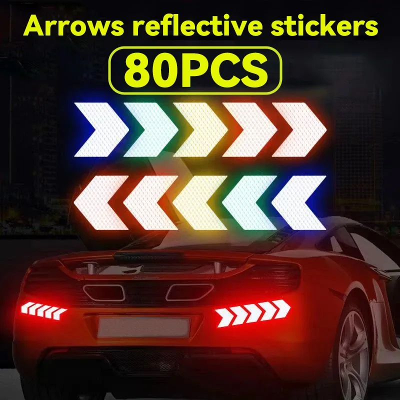 10-80pcs Universal Safety Warning Reflective Sticker for Car Bumper Night Riding Helmet Reflective Luminous Safety Strip Sticker