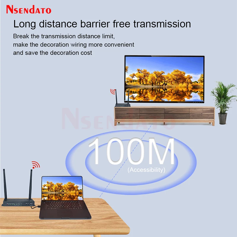 Kit de receptor y transmisor inalámbrico de vídeo HDMI, 4K, 60Hz, 100M, UHD, HDMI, USB, KVM, conmutador, extensor para ratón, teclado y Monitor