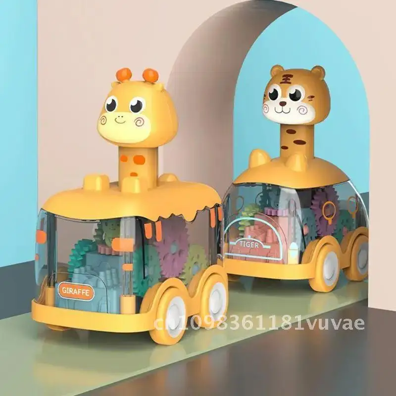 Coche de juguete de animales para bebés, coches de prensa y Go para niños pequeños, juguetes iluminados para tirar hacia atrás, coches de cuerda para niños de 1 a 2 años, regalos de cumpleaños