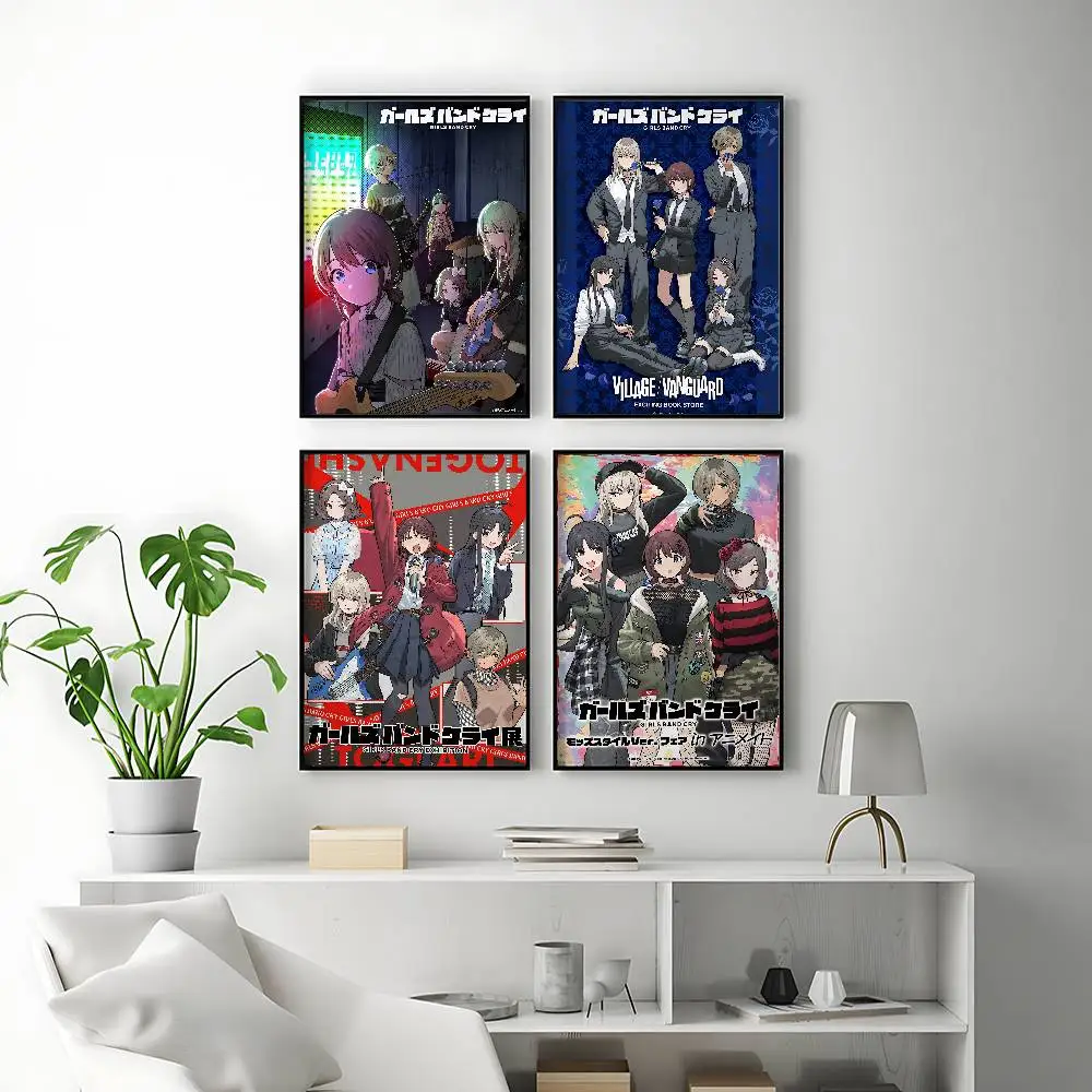 Trending Anime GIRLS BAND CRY Posters Premium Self-Adhesive No Residue Wall Sticker for Home Office Bar Decor