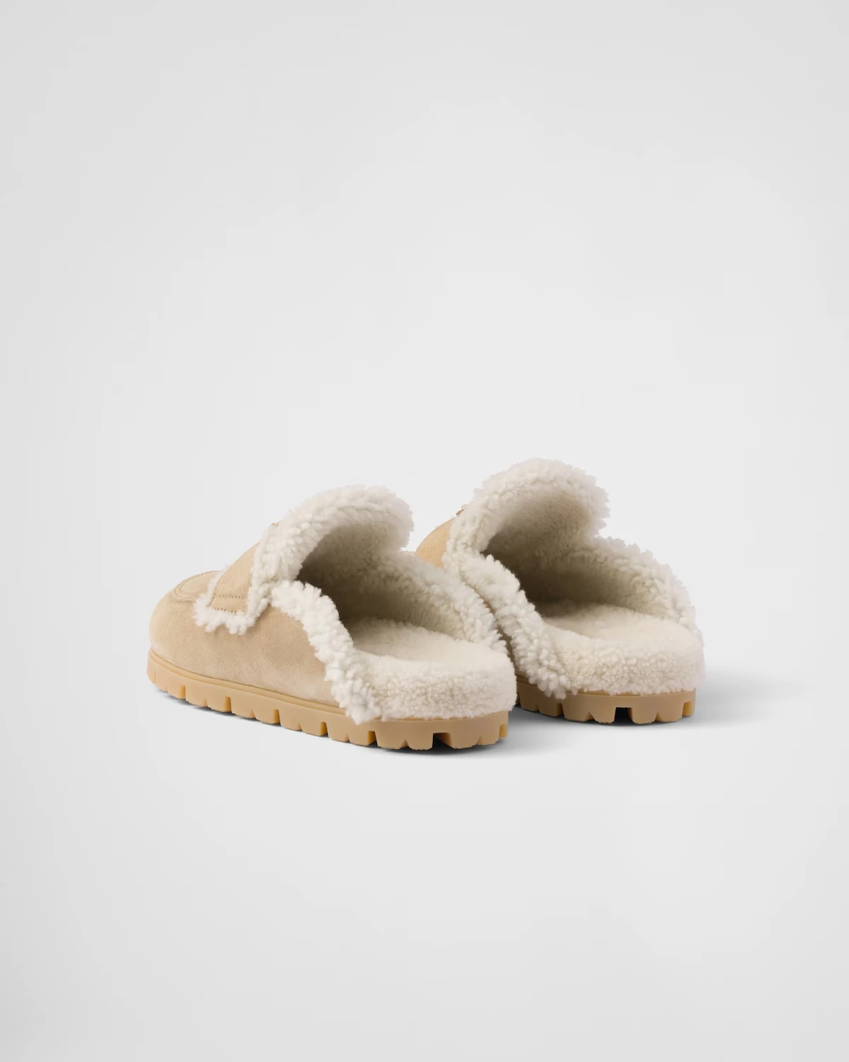 Women\'s Suede Shearling Slippers Ecru