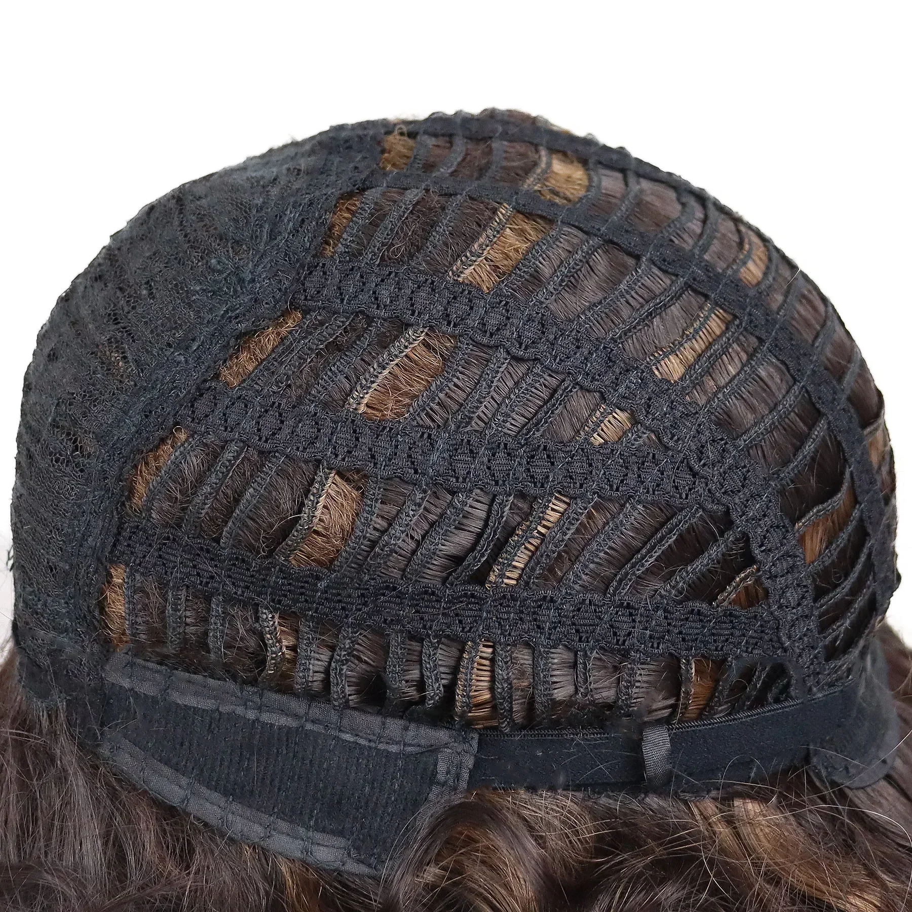 Pelucas rizadas largas sintéticas Vintage con flequillo para mujer, marrón, negro, reflejos, rizos afroamericanos, onda Natural