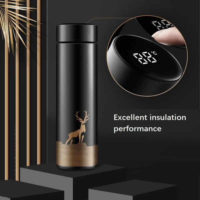 Design 500ml Double Wall Insulated Reusable Smart Stainless   with LED Temperature Display