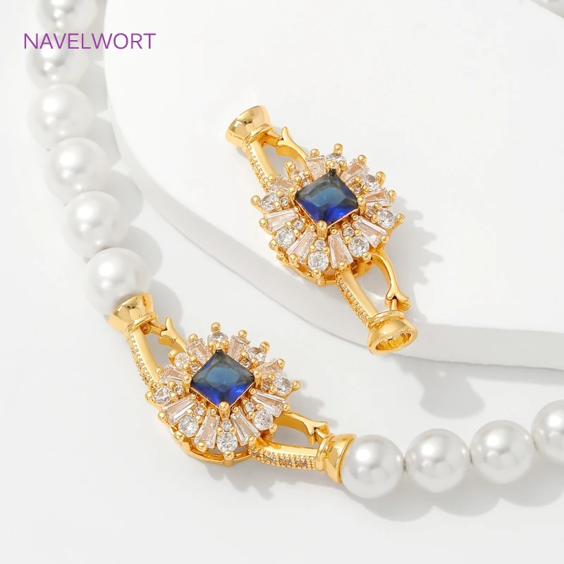 Luxury 18K Gold Plated Connectors Clasps,With Zircon Locks Clasps,Fasteners For Bracelet,DIY Necklaces Jewelry Making Findings