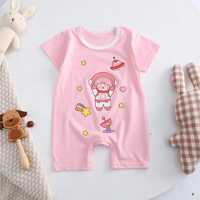 0-2 Years Infant Toddler Rompers Cotton Summer Baby Boys Thin Rompers Short Sleeve Newborn Cartoon Baby Girls Bodysuit