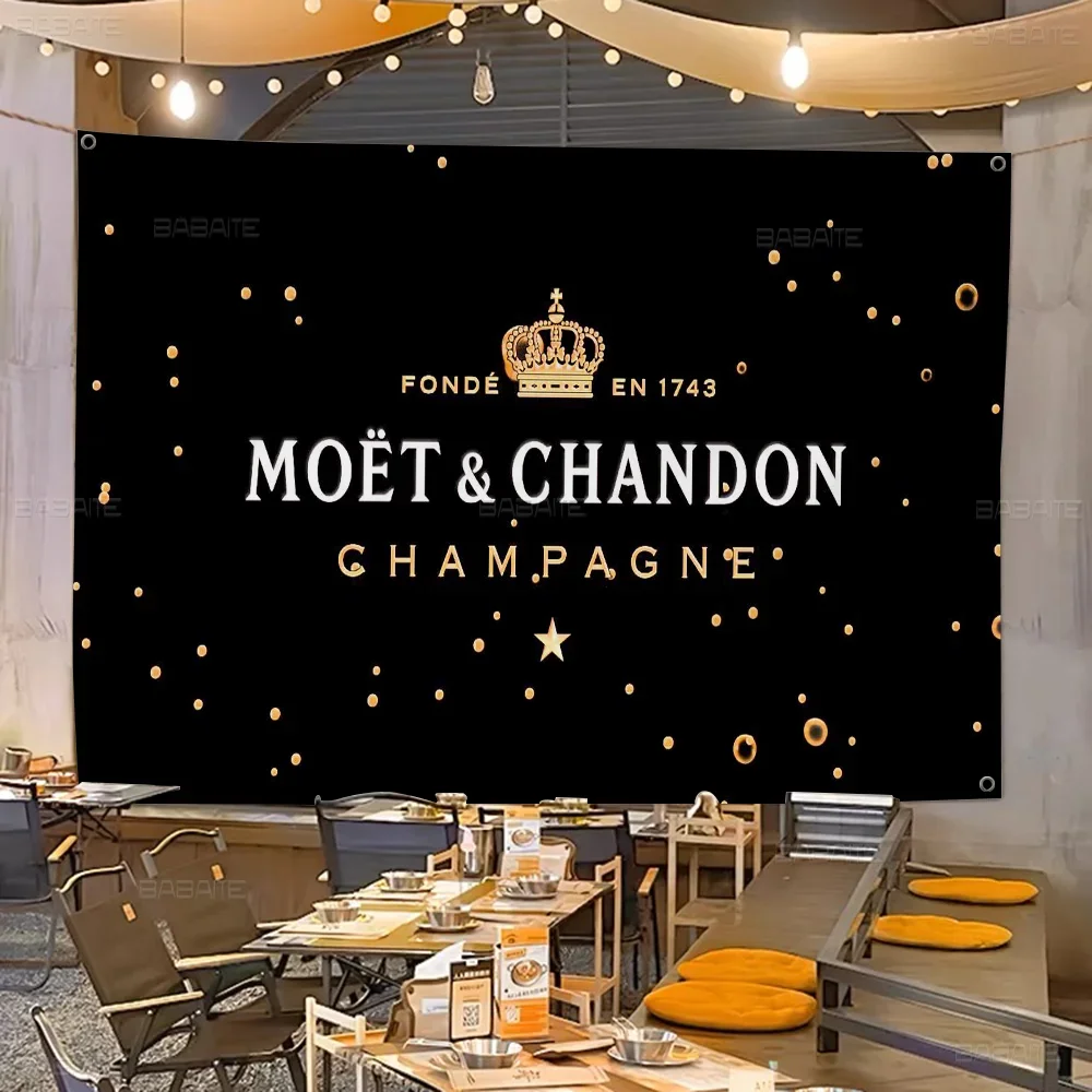 Champagne M-Moet &Chandon Cartoon Flag Wall Hanging Banner Decoration Household Home Decor