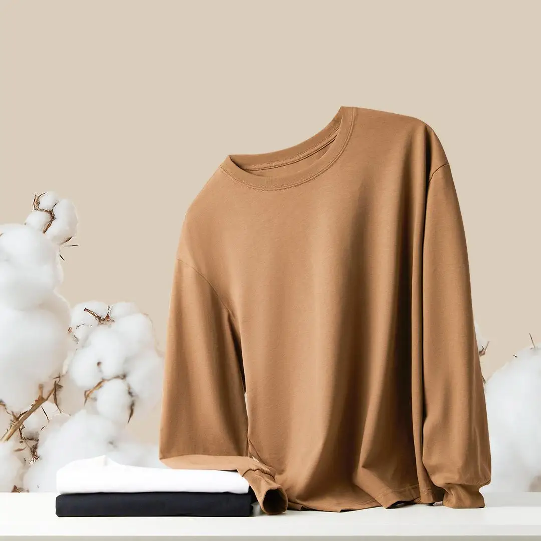 Xiaomi Mijia-Sweat à capuche en coton peigné pour hommes et femmes, T-shirt à manches longues, Monochromatique, Automne, Hiver, 90 minutes