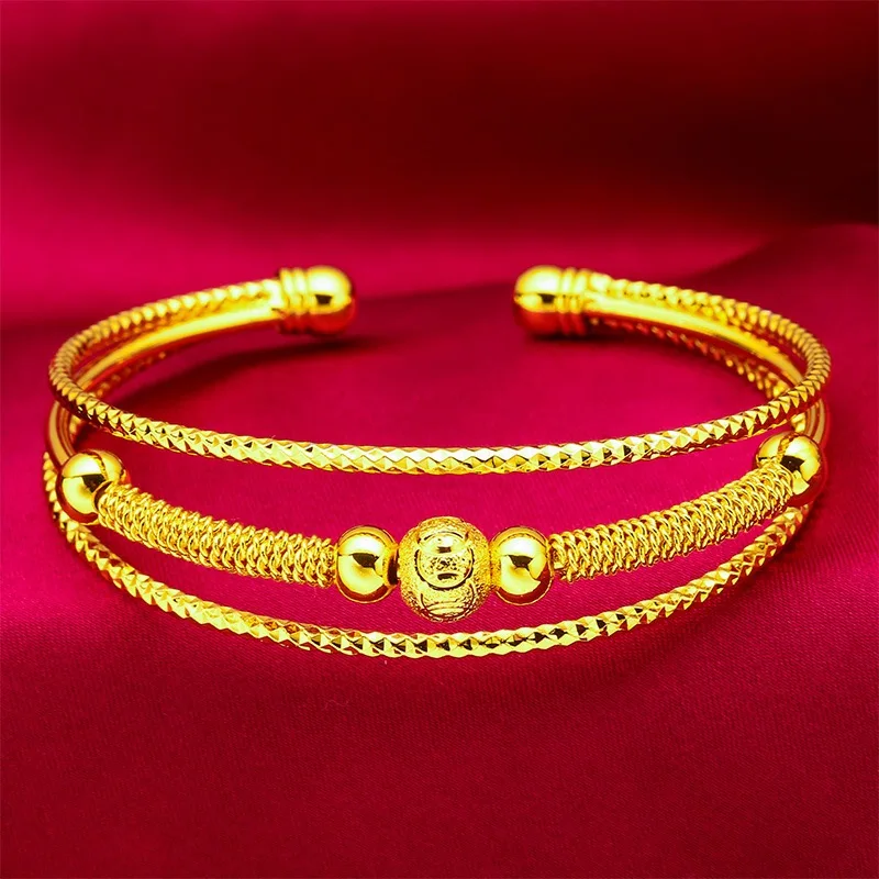 9999 24K real gold store, same style gold, ladies' palace bell bracelet, antique version, high-end luxury fashion jewelry