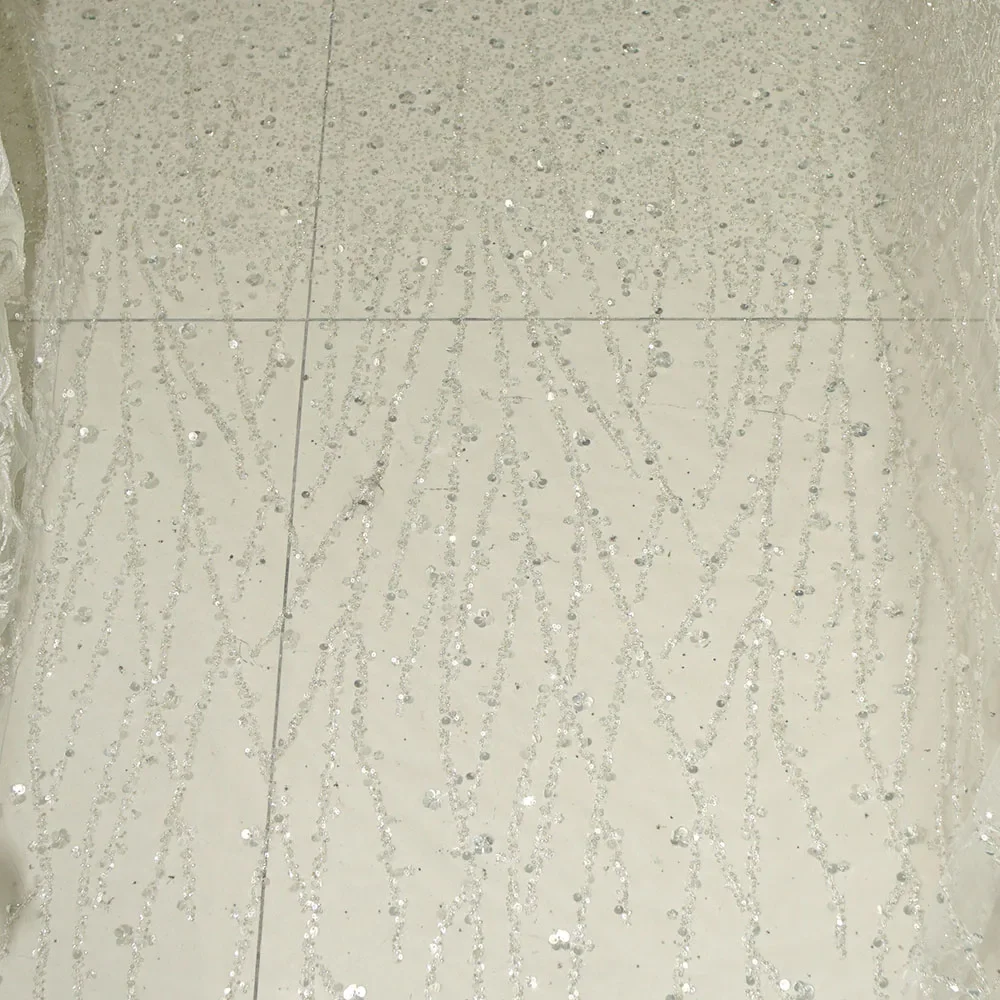 Роскошная кружевная сетчатая ткань с блестками и бисером, блестящая серебряная вышивка, тюль для свадебного платья, костюма, сделай сам, ремесло от кутюр