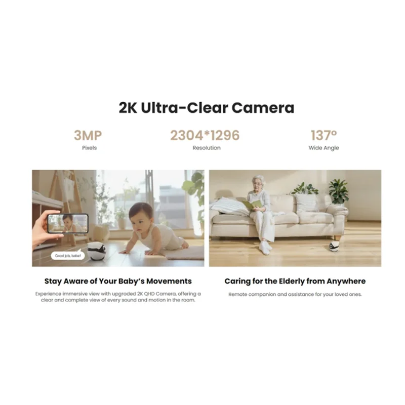 【Limitierter Lagerbestand!】ROLA Mini Pet Companion Robot 2K Kamera Intelligenter Roboter Mini Pet Companion Robot Fernüberwachungsroboter