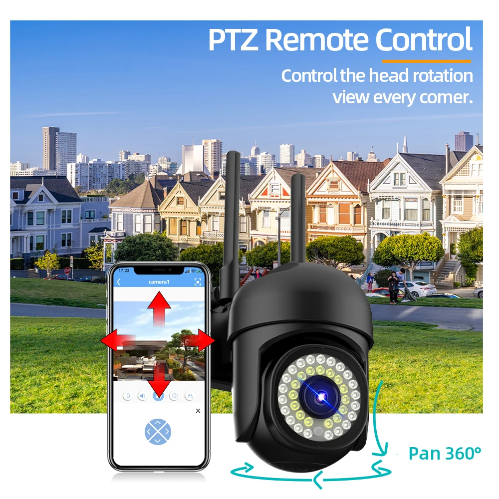 5MP IP Camera HD PTZ AI Human Tracking CCTV Night Vision Full Color Smart Outdoor 5G Wifi Surveillance Camera Home Security